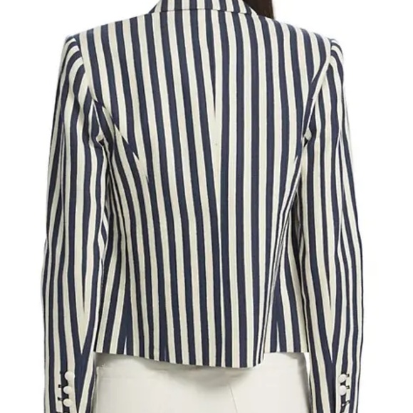L’Agence Brooke Classic Striped Double Breasted Cropped Blazer NWT - Picture 6 of 10